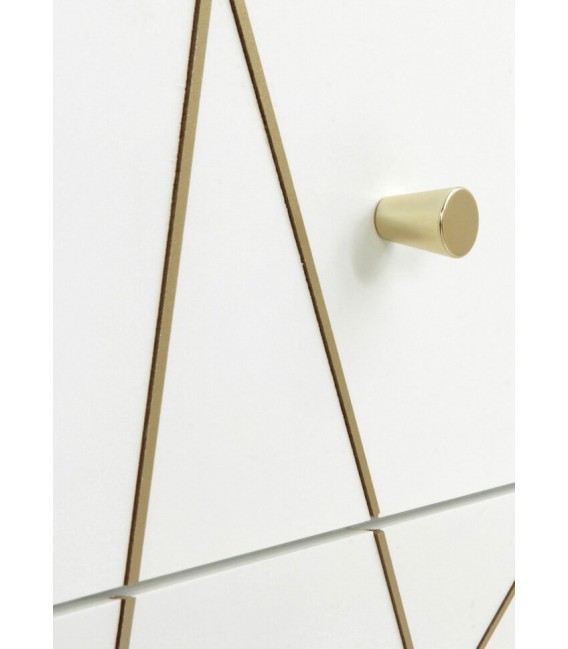 COMODA COMBINADA 80 X 40 X 80 CLARKY LACADO EN BLANCO DETALLES DORADOS
