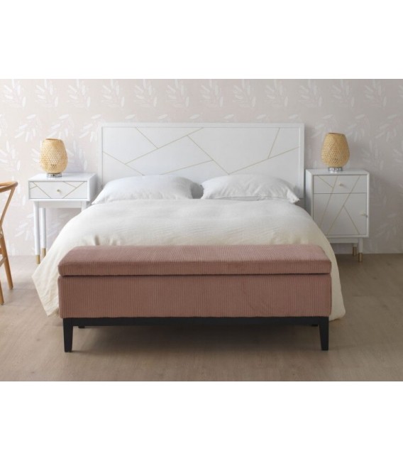 MESITA DE NOCHE 48 X 35 X 67 CLARKY LACADO EN BLANCO DETALLES DORADOS