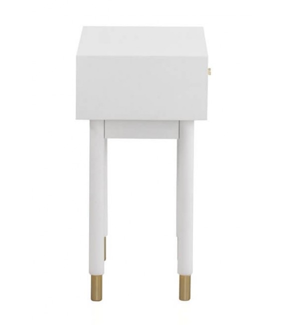 MESITA DE NOCHE 48 X 35 X 67 CLARKY LACADO EN BLANCO DETALLES DORADOS