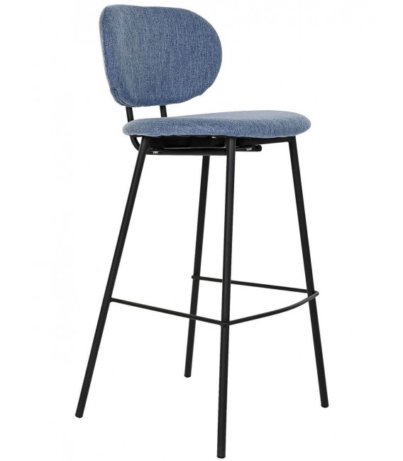 TABURETE 50 X 46 X 101 FLETA METAL NEGRO TEXTIL AZUL