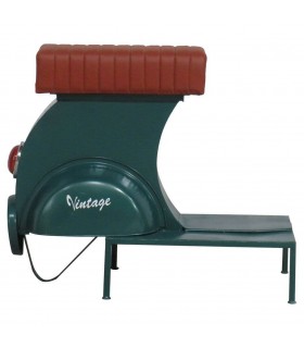 TABURETE 95 X 50 X 75 VESPA METAL VERDE PIEL CAMEL