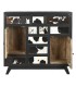 COMODA 115 X 36 X 102 PERSIBAL MADERA NEGRA PIEL DE VACA NATURAL