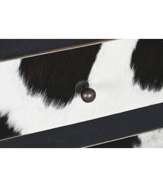 COMODA 115 X 36 X 102 PERSIBAL MADERA NEGRA PIEL DE VACA NATURAL