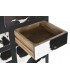 COMODA 115 X 36 X 102 PERSIBAL MADERA NEGRA PIEL DE VACA NATURAL