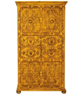 Armario alacena de madera de mango amarillo con puertas y cajones1