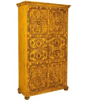 Armario alacena de madera de mango amarillo con puertas y cajones