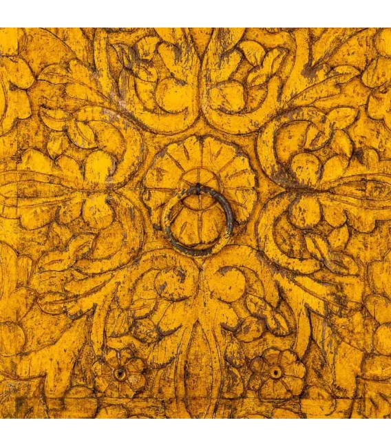 Armario alacena de madera de mango amarillo con puertas y cajones5