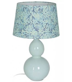 LAMPARA DE SOBREMESA 38 Ø X 64 BANG CERAMICA VERDE PANTALLA ESTAMPADA