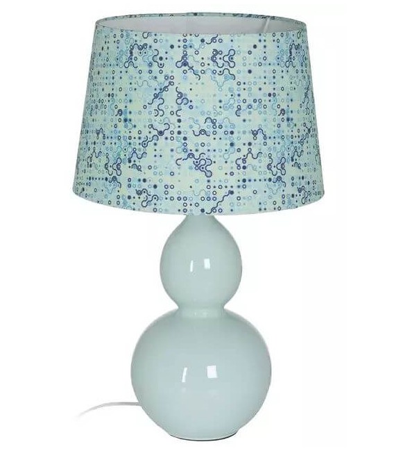 LAMPARA DE SOBREMESA 38 Ø X 64 BANG CERAMICA VERDE PANTALLA ESTAMPADA