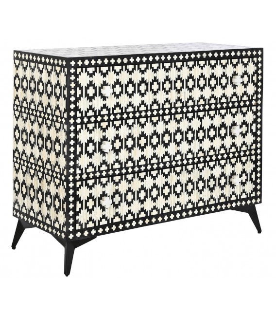 COMODA 100 X 40 X 85 TUSLEO MADERRA NEGRA HUESO NATURAL