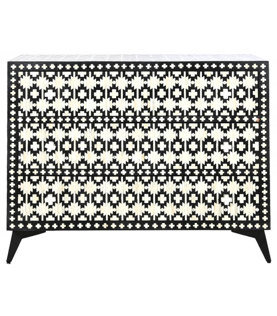 COMODA 100 X 40 X 85 TUSLEO MADERRA NEGRA HUESO NATURAL