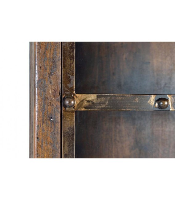 VITRINA 90 X 40 X 190 MAPICA MADERA VINTAGE METAL ORO VIEJO