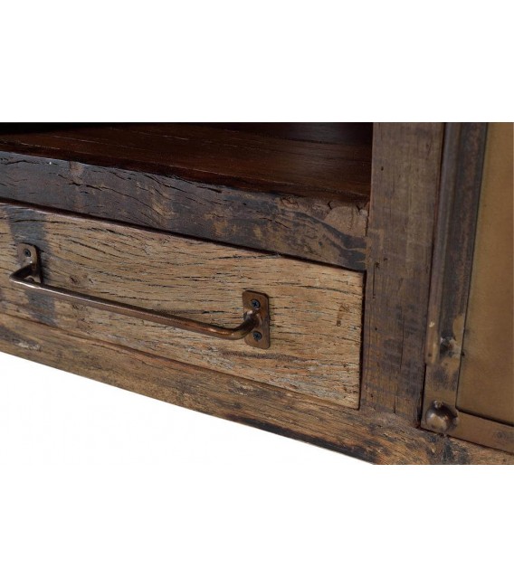 MUEBLE DE TV 150 X 40 X 60 MAPICA MADERA RECUPERADA METAL ORO VIEJO