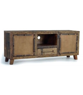 MUEBLE DE TV 150 X 40 X 60 MAPICA MADERA RECUPERADA METAL ORO VIEJO