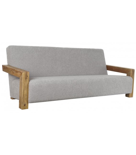 SOFA 3 PLAZAS 221 X 94 X 83 MADERA RECUPERADA TELA GRIS