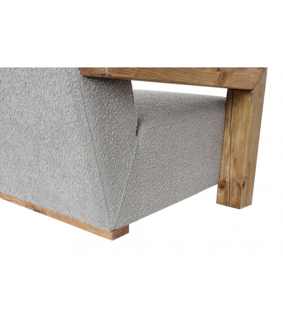 SOFA 3 PLAZAS 221 X 94 X 83 MADERA RECUPERADA TELA GRIS