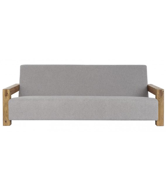 SOFA 3 PLAZAS 221 X 94 X 83 MADERA RECUPERADA TELA GRIS