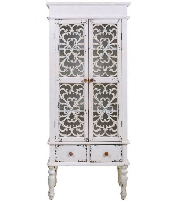 VITRINA 71 X 38 X 171 IKLA MADERA BLANCO DECAPADO