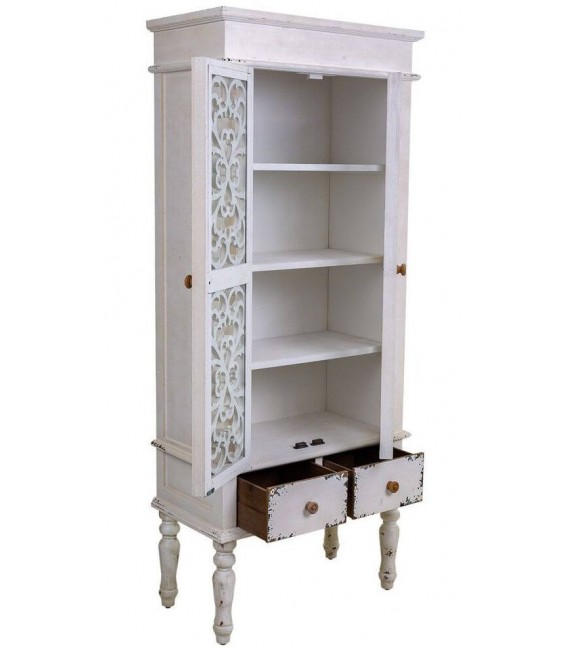 VITRINA 71 X 38 X 171 IKLA MADERA BLANCO DECAPADO