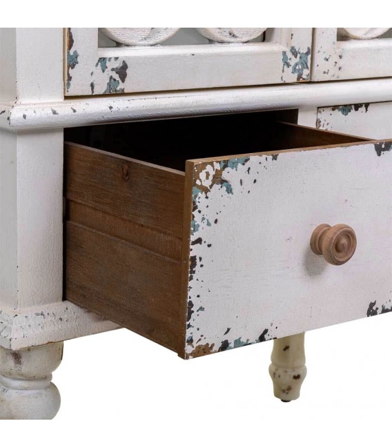 VITRINA 71 X 38 X 171 IKLA MADERA BLANCO DECAPADO