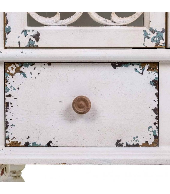 VITRINA 71 X 38 X 171 IKLA MADERA BLANCO DECAPADO