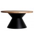 MESA DE CENTRO 80 Ø X 40 TROMPO METAL NEGRO MADERA NATURAL