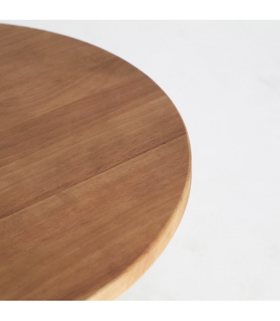 MESA DE CENTRO 80 Ø X 40 TROMPO METAL NEGRO MADERA NATURAL