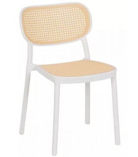 SILLA APILABLE 54 X 48 X 78 MANFRED POLIPROPILENO BLANCO Y NATURAL