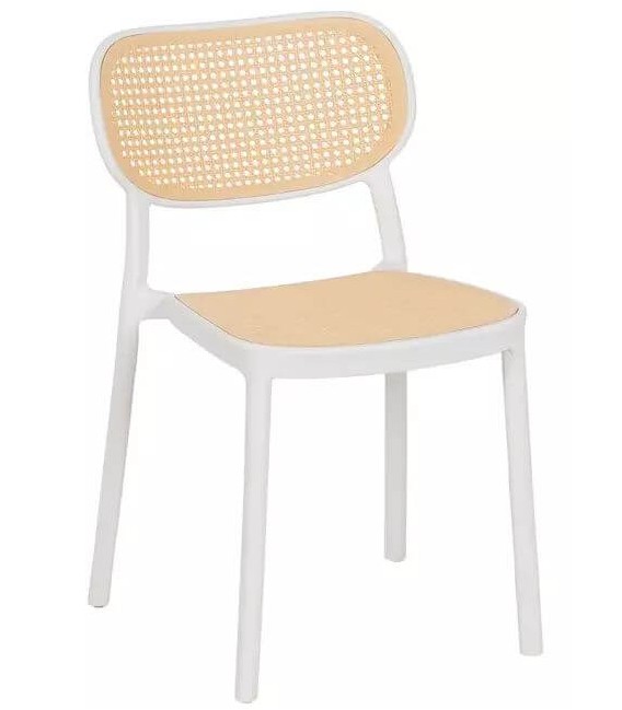 SILLA APILABLE 54 X 48 X 78 MANFRED POLIPROPILENO BLANCO Y NATURAL