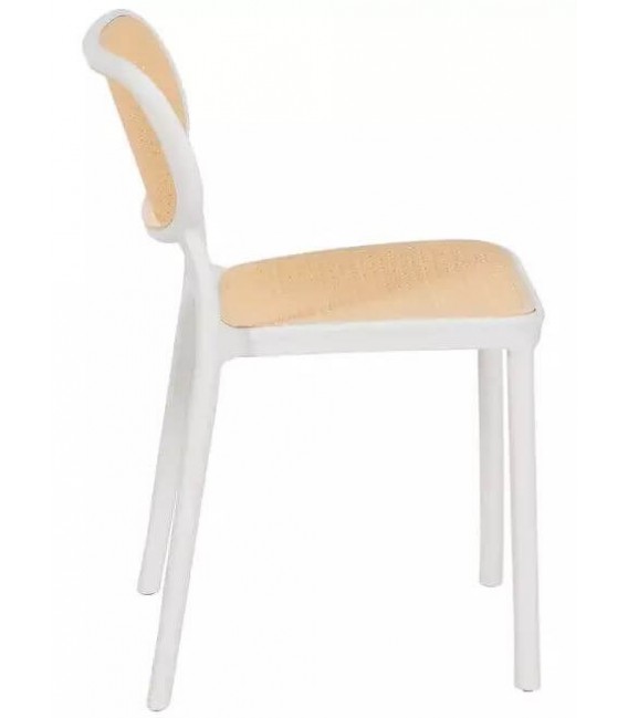SILLA APILABLE 54 X 48 X 78 MANFRED POLIPROPILENO BLANCO Y NATURAL