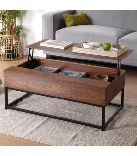 MESA DE CENTRO 100 X 55 X 40 PLUPO MDF NOGAL METAL NEGRO