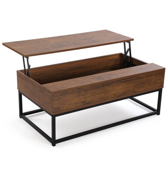 MESA DE CENTRO 100 X 55 X 40 PLUPO MDF NOGAL METAL NEGRO