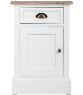 MESITA DE NOCHE 42 X 35 X 63 MIRLO MADERA NATURAL Y BLANCO