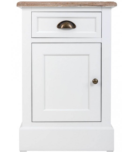 MESITA DE NOCHE 42 X 35 X 63 MIRLO MADERA NATURAL Y BLANCO