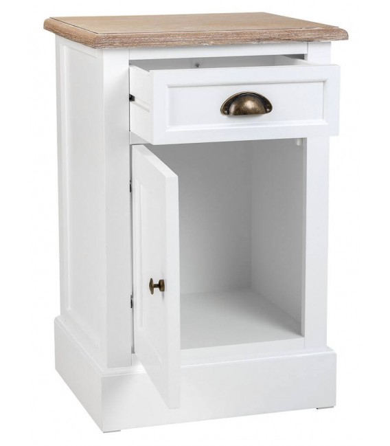 MESITA DE NOCHE 42 X 35 X 63 MIRLO MADERA NATURAL Y BLANCO