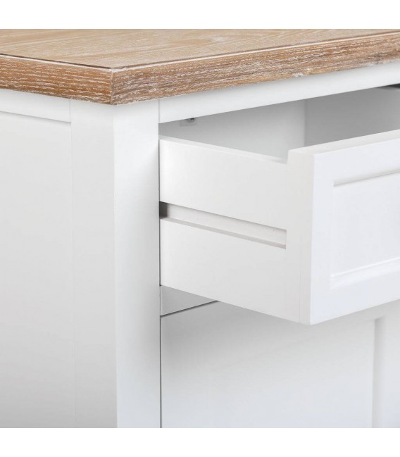 MESITA DE NOCHE 42 X 35 X 63 MIRLO MADERA NATURAL Y BLANCO