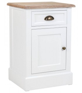 MESITA DE NOCHE 42 X 35 X 63 MIRLO MADERA NATURAL Y BLANCO