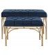 SET BANCO PIE DE CAMA 80 X 40 X 48 ARLIEN METAL ORO TEXTIL AZUL