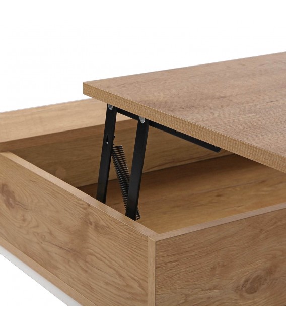 MESA DE CENTRO 100 X 55 X 40 PLUPO MDF ROBLE METAL BLANCO