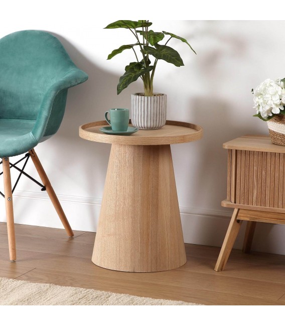 MESITA AUXILIAR 45 Ø X 50 OAK MADERA MDF IMITACION ROBLE