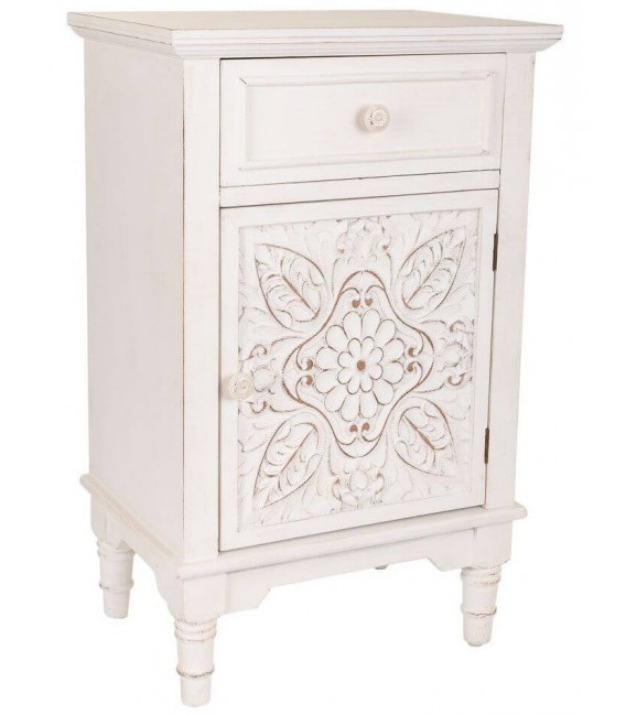 MESITA DE NOCHE 46 X 33 X 74 NAIKE MADERA BLANCO ROZADO