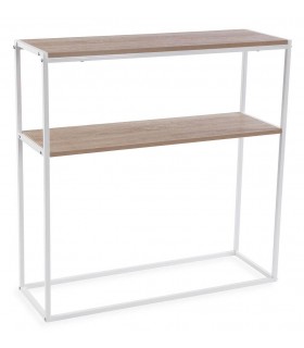 CONSOLA 90 X 30 X 90 BOLSOM METAL BLANCO MELAMINA ROBLE