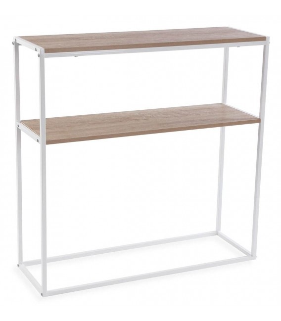 CONSOLA 90 X 30 X 90 BOLSOM METAL BLANCO MELAMINA ROBLE