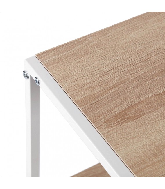 CONSOLA 90 X 30 X 90 BOLSOM METAL BLANCO MELAMINA ROBLE