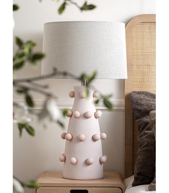 LAMPARA DE SOBREMESA 40 Ø X 73 JUDIT CERAMICA ROSA PALO