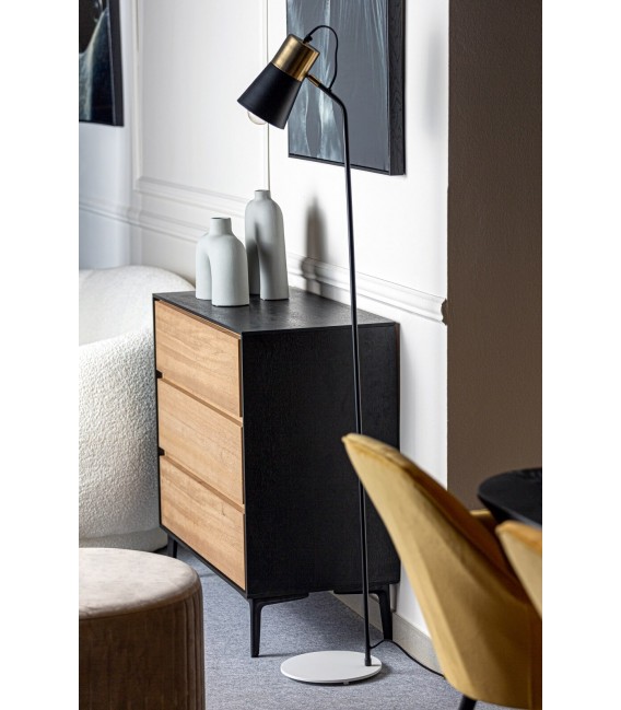 LAMPARA DE PIE 24 X 30 X 151 PLAMAS METAL DORADO VINTAGE Y NEGRO