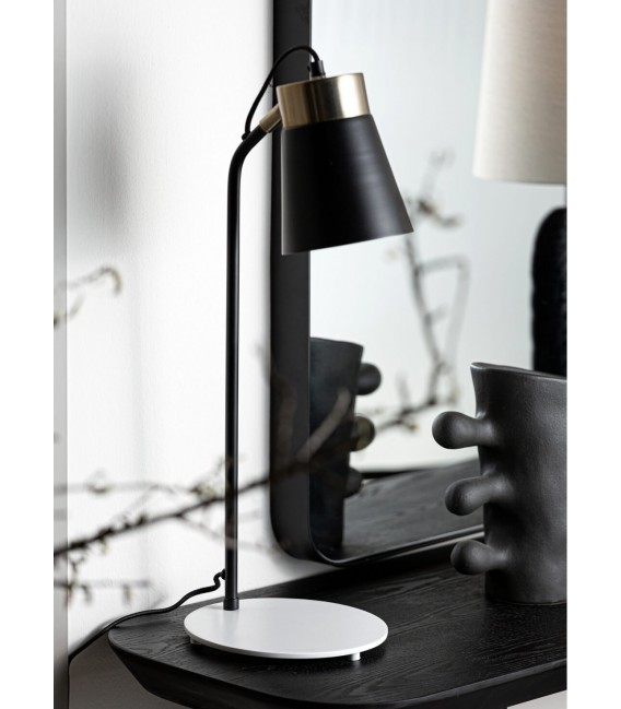 LAMPARA DE SOBREMESA 20 X 25 X 61 PLAMAS METAL DORADO VINTAGE Y NEGRO