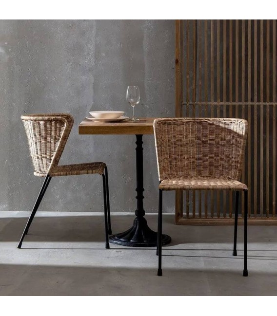 SILLA 50 X 54 X 77 LALUA RATAN NATURAL METAL NEGRO