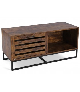 MUEBLE DE TV 100 X 40 X 45 ROUTER MELAMINA NOGAL METAL NEGRO