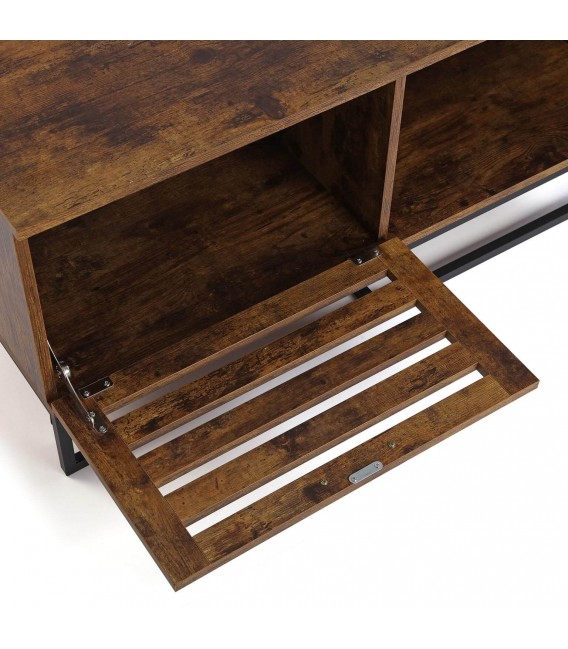 MUEBLE DE TV 100 X 40 X 45 ROUTER MELAMINA NOGAL METAL NEGRO